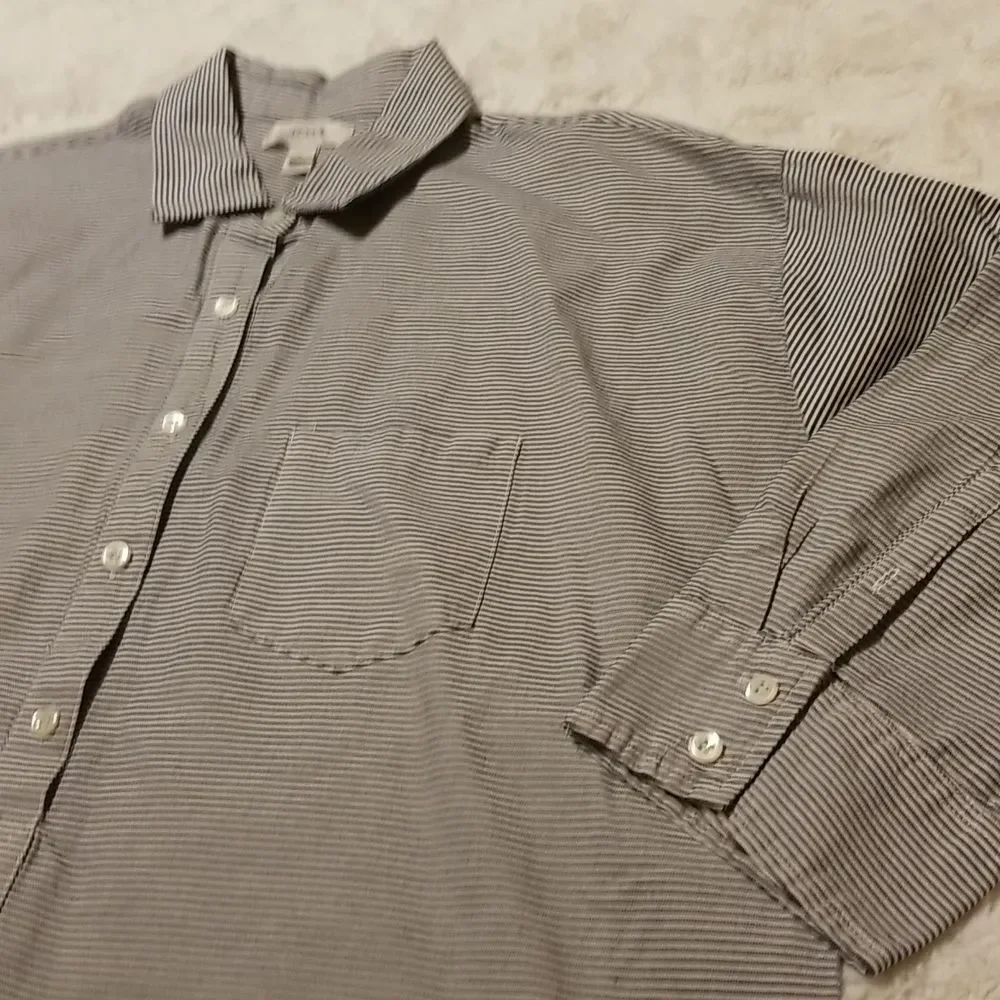 J. Crew Striped Button Up Preppy Nautical Shirt Women Size 8